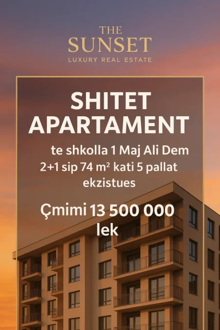 Tirane, shitet apartament 2+1 Kati 5, 70 m² 135.000 € (Ali Dem)
