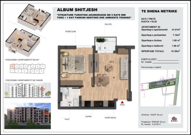 Golem, shitet apartament 1+1 , 52 m² 61.900 € 