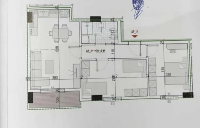 Tirane, shitet apartament 2+1+Ballkon Kati 3, 89 m² 68.000 € 