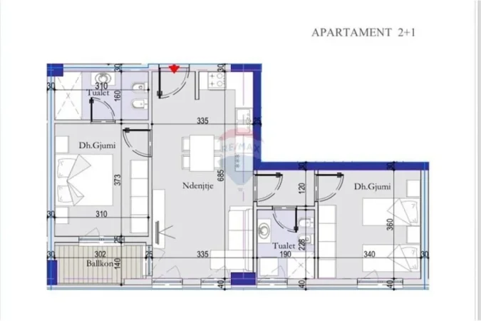 Tirane, shitet apartament 2+1 , 87 m² 123.100 € (ish dogana)
