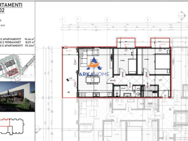 Tirane, shitet apartament 2+1+Ballkon Kati 1, 115 m² 178.762 € 