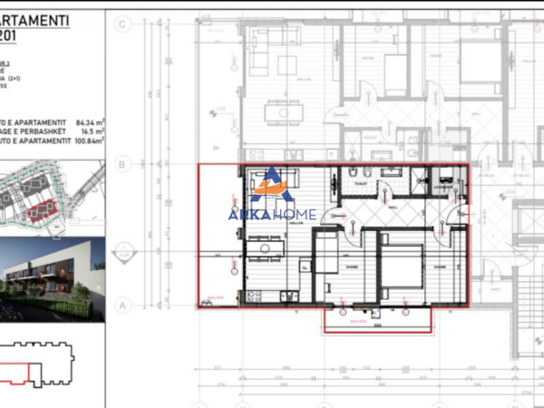 Tirane, shitet 2+1+Ballkon Kati 1, 100 m² 156.302 € 