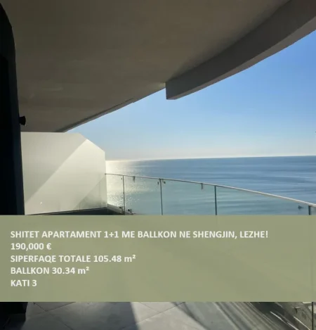 Shqiperi, shitet apartament 1+1+Ballkon Kati 3, 105 m² 190.000 € (Shëngjin)