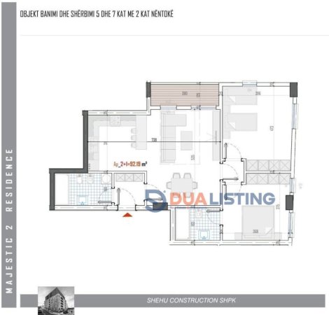 Tirane, shitet apartament 2+1 Kati 4, 105 m² 100.220 € (Majestic 2 Residence – Paskuqan)