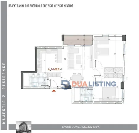 Tirane, shitet apartament 2+1 Kati 4, 105 m² 100.220 € (Majestic 2 Residence – Paskuqan)