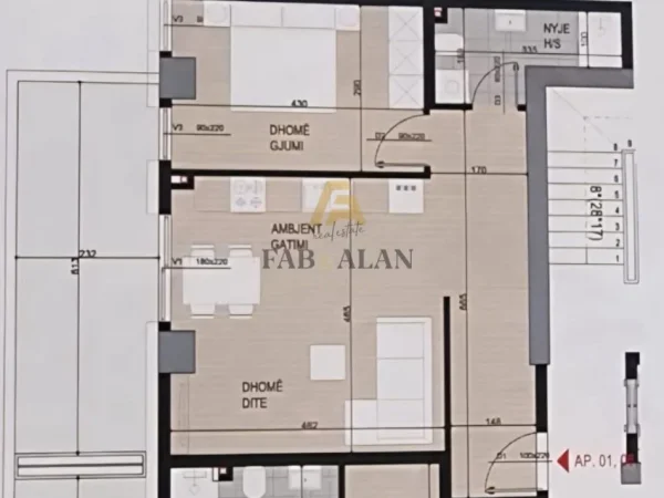 Tirane, shitet apartament 1+1 Kati 0, 83 m² 124.200 € (Ish Fusha e Aviacionit)