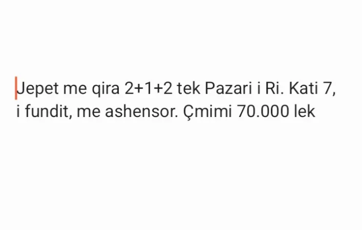 Tirane, jepet me qera apartament 2+1+Ballkon Kati 7, 80 m² 700 € (Pazar Ri)