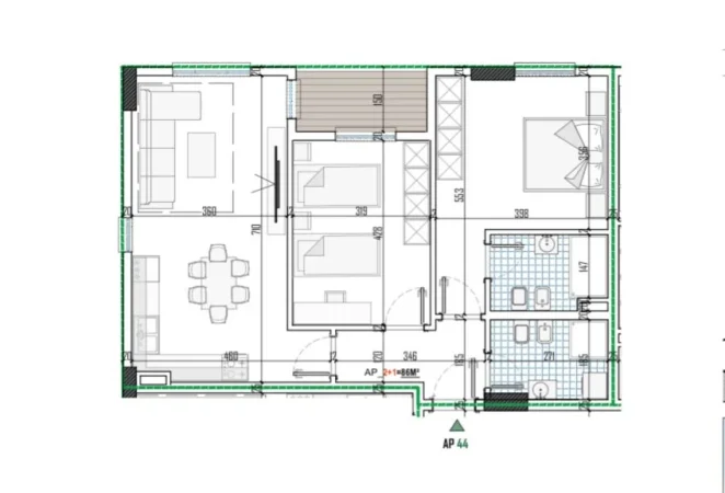 Tirane, shitet apartament 2+1+Ballkon Kati 7, 100 m² 120.000 € (Rruga Lidhja e Prizerenit)