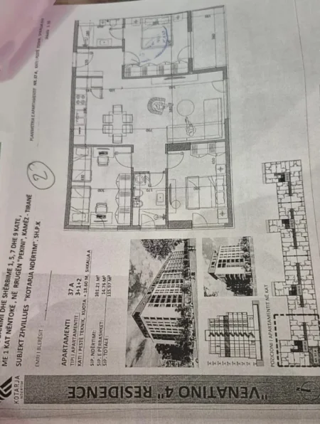 Kamez, Venatino 4, apartament 3+1+2+Ballkon Kati 5, 115.97 m²