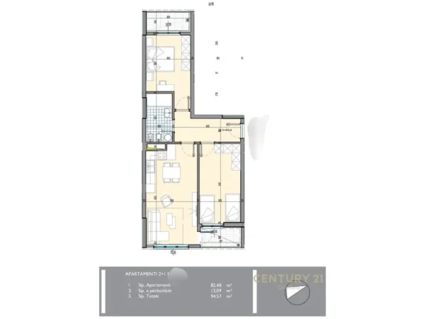 Tirane, shitet apartament 2+1+Ballkon Kati 6, 95 m² 104.000 € 