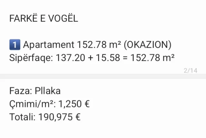 Tirane, shitet apartament 3+1+Aneks+Ballkon Kati 2, 155 m² 190.975 € (Farke e vogel)