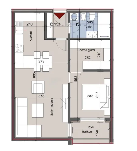 Tirane, shitet 1+1 me Garderobë , 85 m² 187.000 € (Hora Vertikale, Rruga Muhamet Gjollesha)