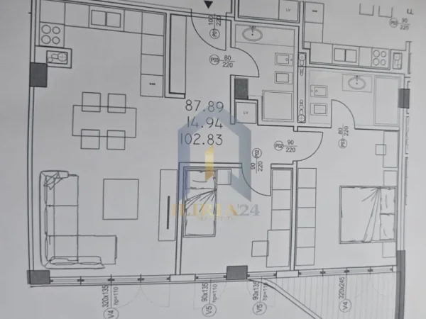 Tirane, shitet apartament 2+1+Ballkon Kati 2, 103 m² (Rruga e Elbasanit)