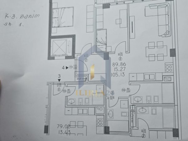 Tirane, shitet apartament 2+1+Ballkon Kati 3, 105 m² 273.338 € (Rruga e Elbasanit)