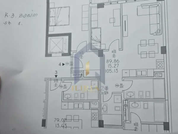 Tirane, shitet apartament 2+1+Ballkon Kati 3, 105 m² 273.338 € (Rruga e Elbasanit)
