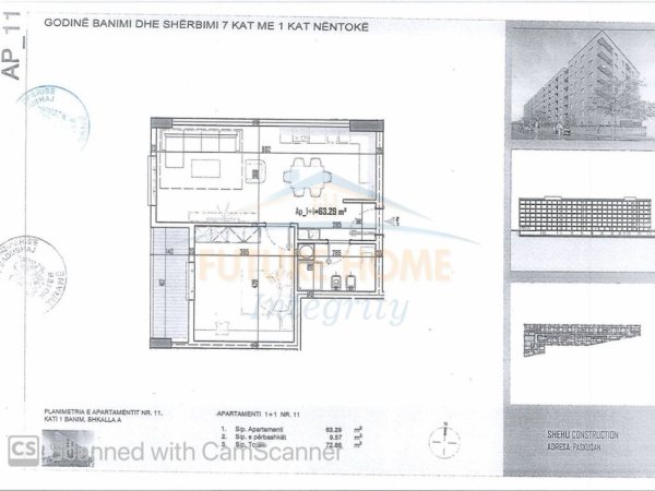 Tirane, shitet apartament 1+1 Kati 1, 72 m² 91.500 €