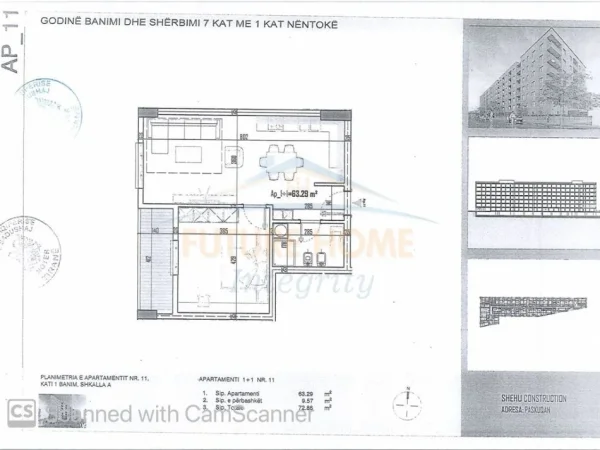 Tirane, shitet apartament 1+1 Kati 1, 72 m² 91.500 €