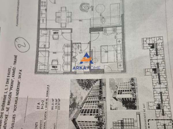 Tirane, shitet 3+1+Ballkon Kati 6, 115 m² 93.000 € 