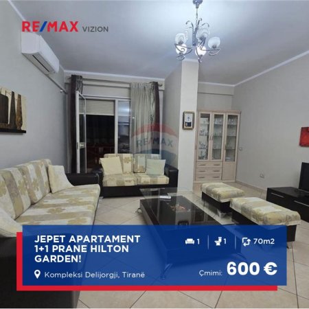 Tirane, jepet me qera apartament 1+1 , 70 m² 600 € (prane Hotel Hilton)
