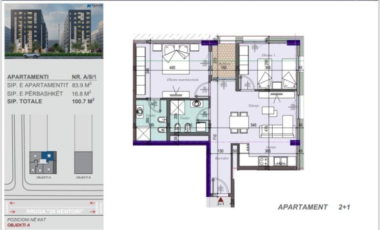 Tirane, shitet apartament 2+1 Kati 3, 110 m² 111.000 € (LAPRAKE)