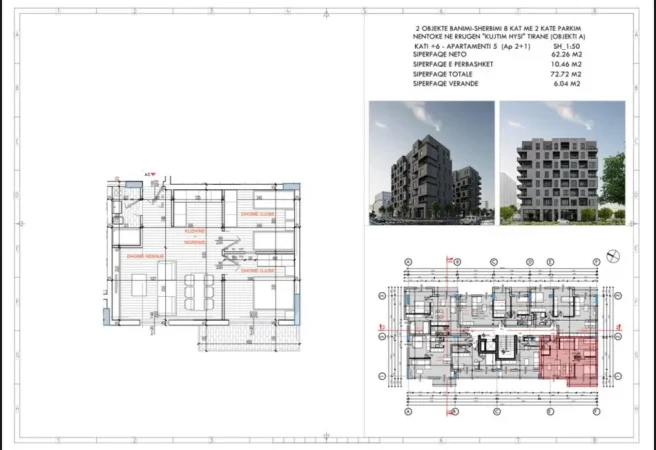 Tirane, shitet apartament 2+1 Kati 6, 72 m² 134.000 € (ISH PARKU)