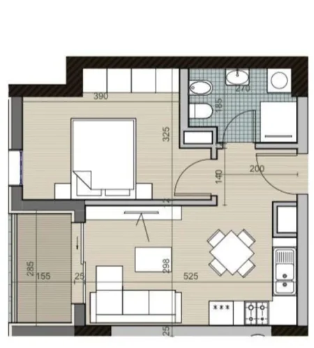 Tirane, shitet apartament 1+1 Kati 3, 56 m² 62.850 € (Univers City)