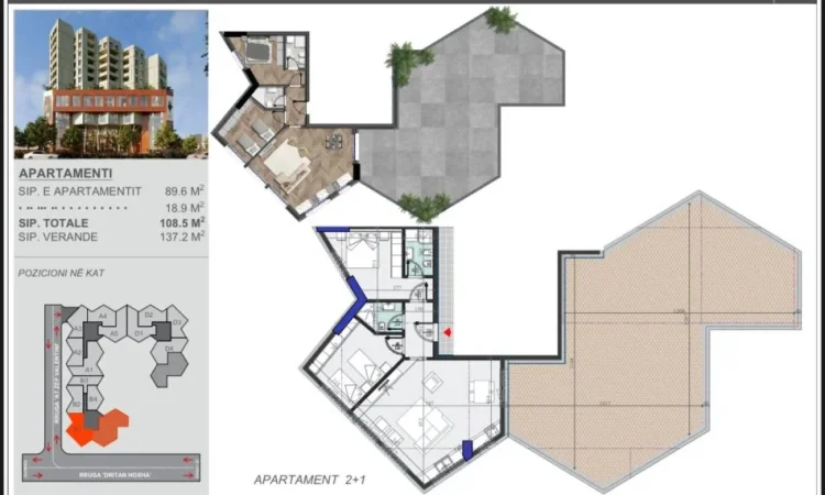 Tirane, shitet apartament 2+1 Kati 11, 108 m² 270.000 € (ZOGU I ZI)