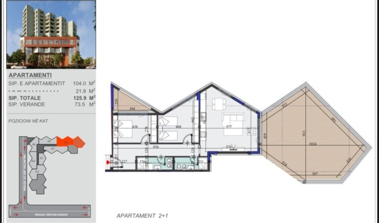 Tirane, shitet apartament 2+1 Kati 13, 125 m² 253.000 € (ZOGU I ZI)
