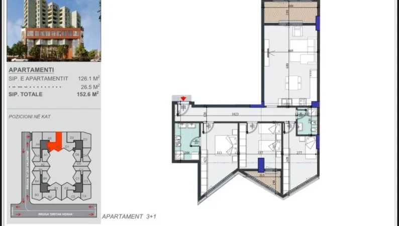 Tirane, shitet apartament 3+1 Kati 2, 152 m² 245.000 € (ZOGU I ZI)