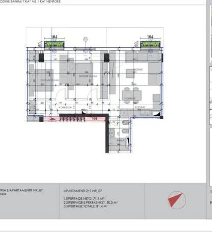 Tirane, shitet 2+1+Ballkon Kati 1, 81 m² 147.000 €
