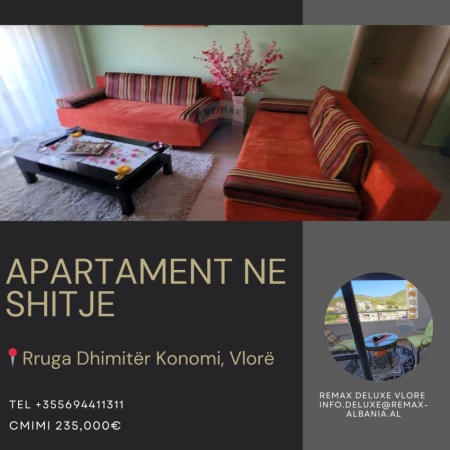 Vlore - Lungomare, shitet apartament 2+1 Kati 4, 92 m² 235.000 € (Lungomare, Rruga Dhimitër Konomi, Vlorë)