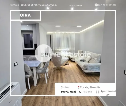 Shkoder, jepet me qera apartament 2+1+Ballkon Kati 4, 110 m² 600 € (ZDRALE)