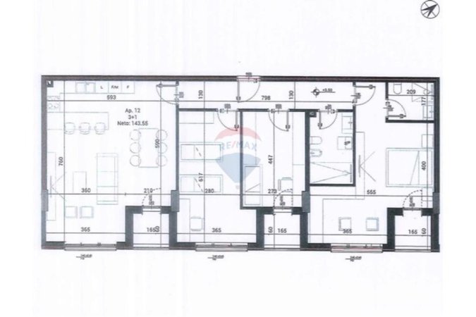 Tirane, shitet apartament 3+1 , 169 m² (Mjull Bathore)