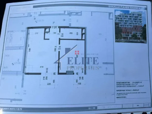 Tirane, shitet apartament 1+1+Ballkon Kati 6, 69 m² 1.001.123 € (Ish Fusha e Aviacionit)