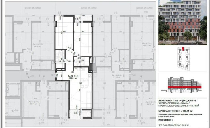 Tirane, shitet apartament 2+1+Ballkon Kati 4, 117 m² 171.710 € (FUSHA E AVIACIONIT)