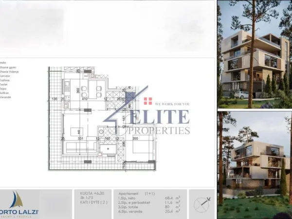 Gjiri Lalezit | Hamallaj, shitet apartament 1+1+Ballkon Kati 2, 80 m² 198.440 € (Porto Lalzi)