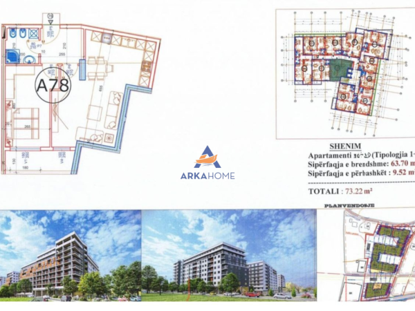 Shqiperi, shitet apartament 1+1+Ballkon Kati 6, 67 m² 121.680 € 