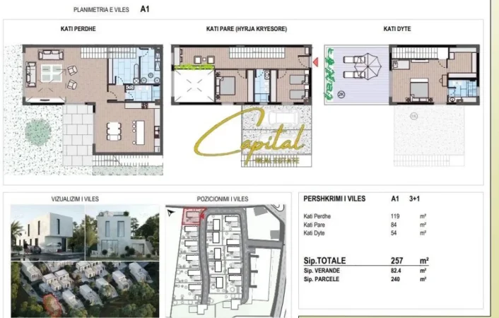 Tirane, shitet Vile 4+1 Kati 3, 257 m² 510.000 € (LIQENI I FARKES)