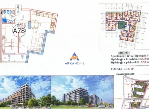 Tirane, shitet apartament 1+1+Ballkon Kati 8, 73 m² 87.000 € 