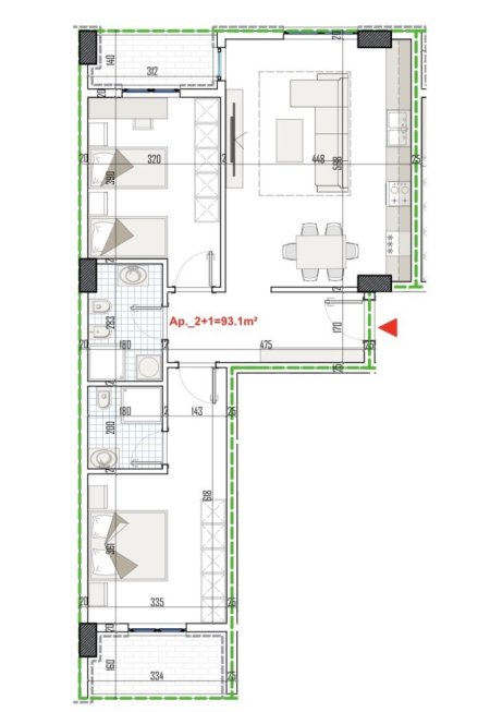 Tirane, shitet apartament 2+1+Ballkon , 108 m² 120.000 € (Apollo Residence, Paskuqan)