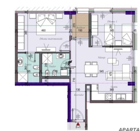 Tirane, shitet apartament 2+1 Kati 6, 100 m² 130.000 € (LAPRAKE)