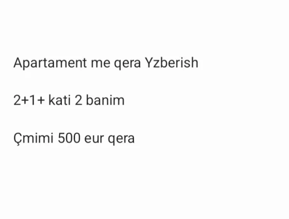 Tirane, jepet me qera apartament 2+1 Kati 2, 70 m² 500 € (Yzberish)