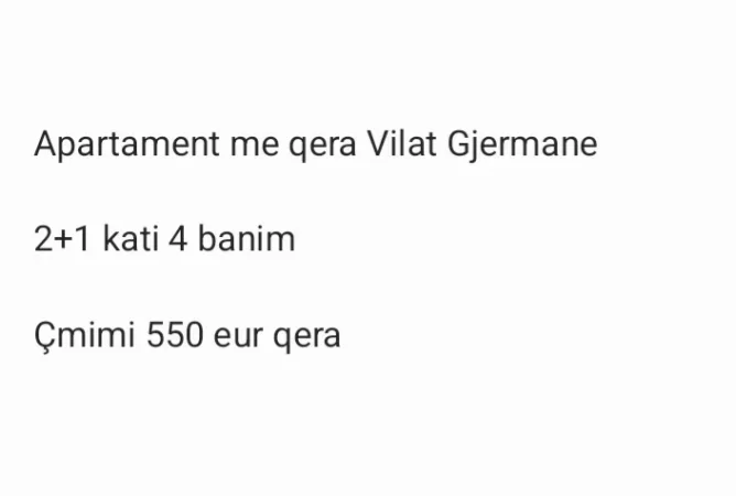 Tirane, jepet me qera apartament 2+1 Kati 4, 80 m² 550 € (Vilat Gjermane)
