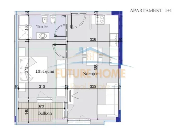 Tirane, shes apartament 1+1+Ballkon Kati 5, 60 m² 79.000 € 