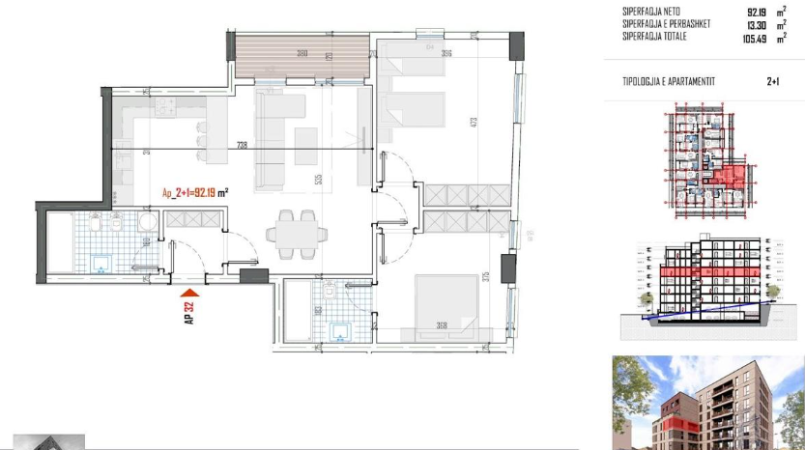 Shitet Apartament 2+1 ne Paskuqan, Afer Unazës,   98.105 €uro
