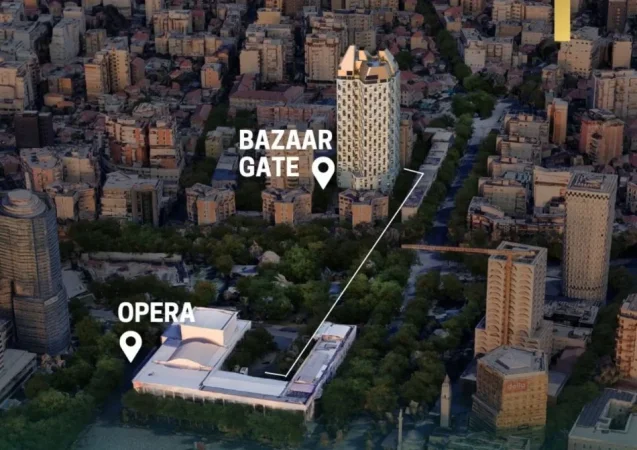 Opsioni më i Mirë (100% OKAZION - 2908€/m2🔥 +Pagesë me KËSTE: 1+1, 76m2 (📍SHESHI SKENDERBEJ - 9 KATESHET, Pazari ri - Bazaar Gate) Në zemër të Tiranës || 216.500€