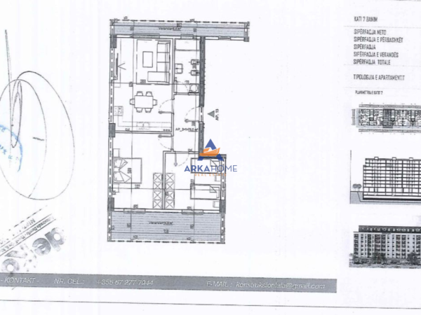 Tirane, shitet apartament 2+1+Ballkon Kati 7, 76 m² 79.376 € 