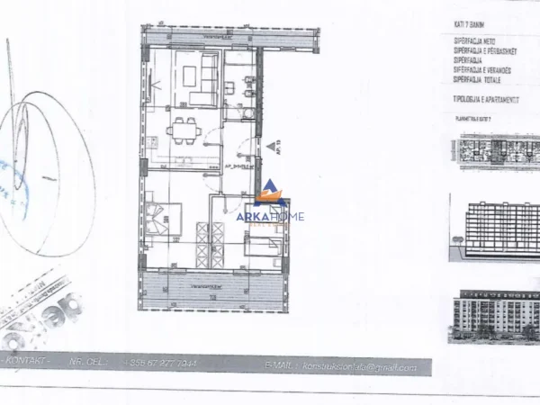 Tirane, shitet apartament 2+1+Ballkon Kati 7, 76 m² 79.376 € 