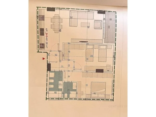 Tirane, shitet apartament 2+1 Kati 4, 106 m² 99.400 € (Bulevardi Nene Tereza)