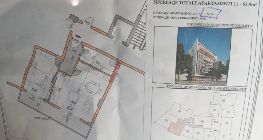 Shitet Apartament 2+1 tek Pallatet e Verdha, Kthesa e Kamzës,  86.416 €uro